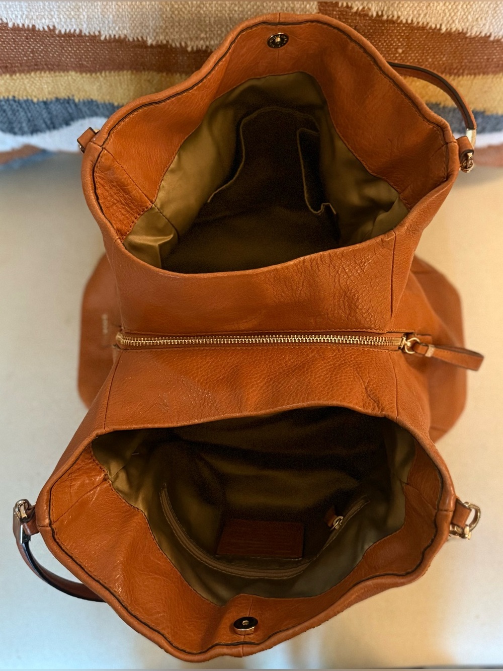 Coach #26224 Madison Phoebe Pebble Leather Cognac Brown Hobo Handbag - Picture 8 of 14